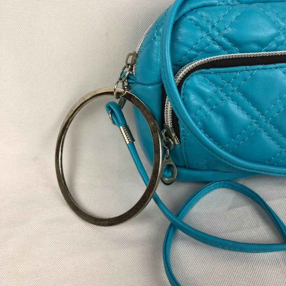 Far Nine Womens Turquoise Blue Quilted Mini Crossbody Bag